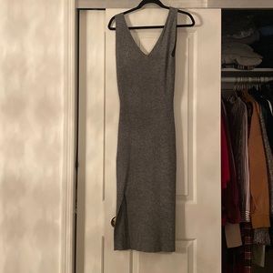 Sweater Material Pencil Dress with low slit